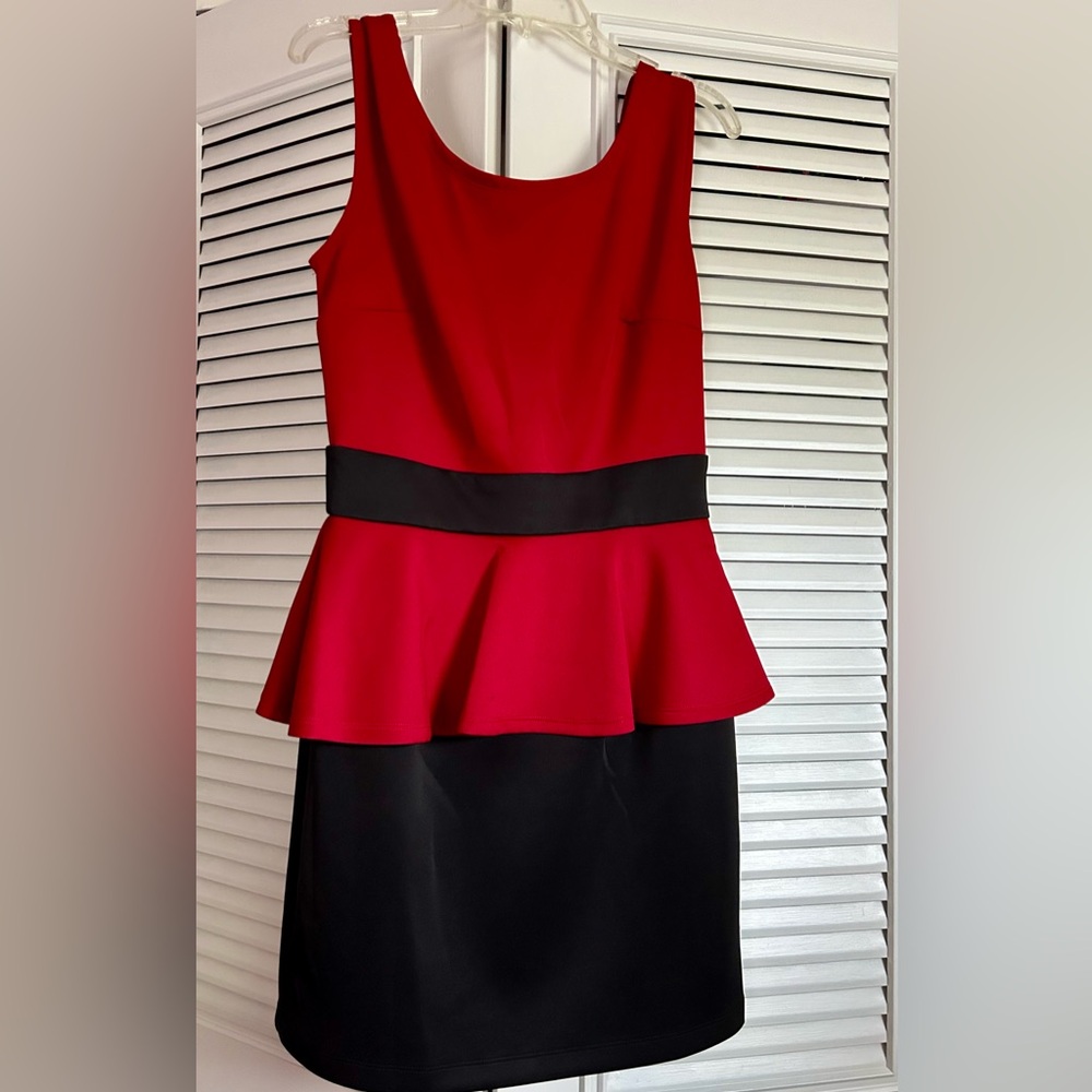 Women’s Peplum Red and Black Dress